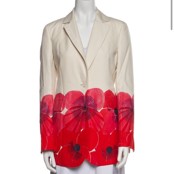 Akris Long Double-Face Jacket with Poppy Print